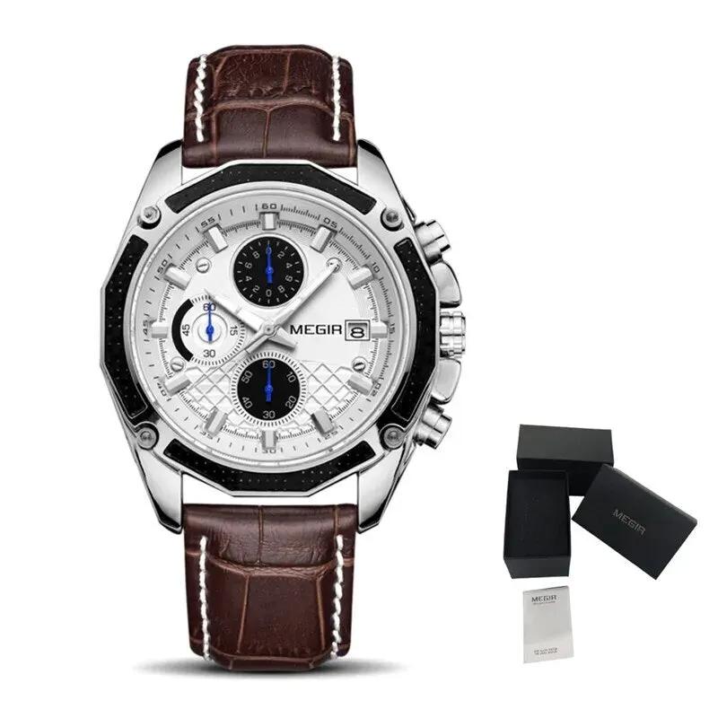 MEGIR Men's Watch Brand Luxury Casual Sport Watches Quartz Chronograph Leather Strap Waterproof Wristwatch Calendar Male Clock 2015 by MEGIR WATCH GROUP