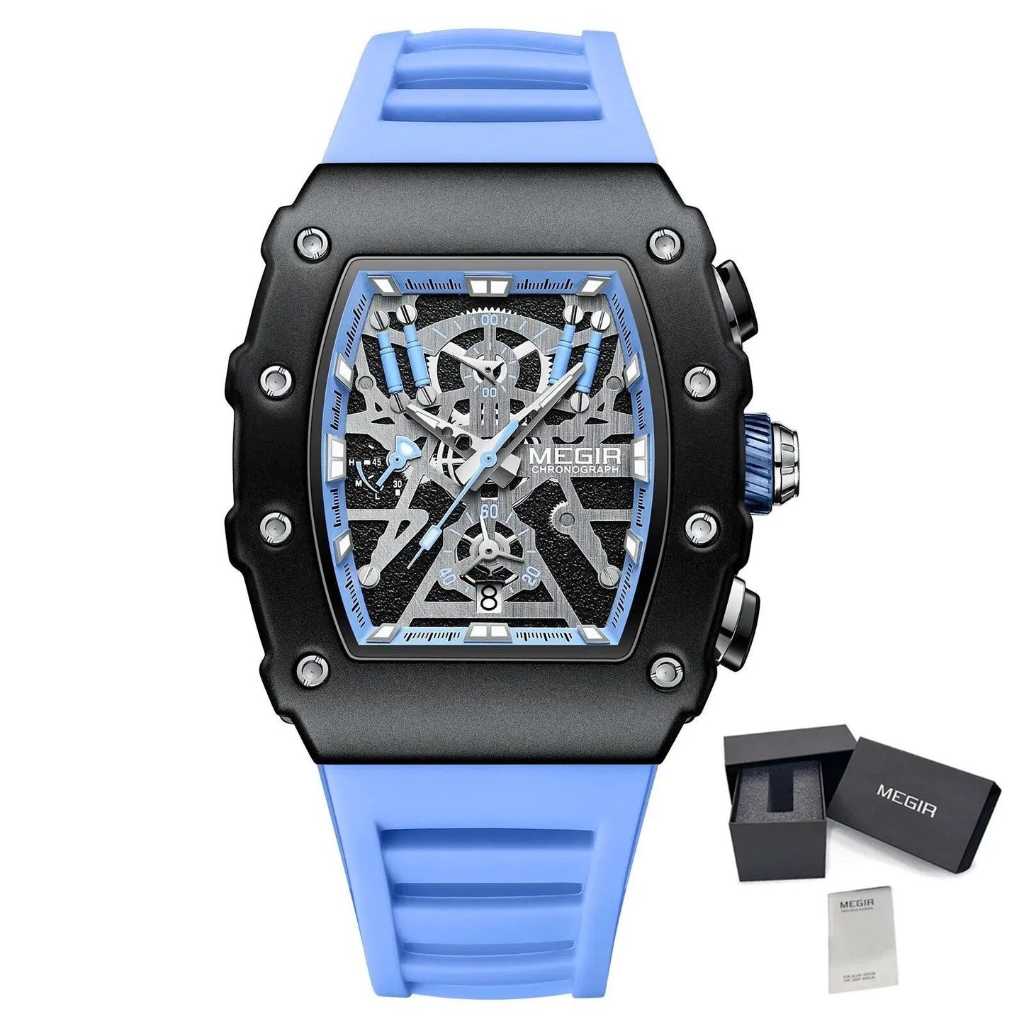 MEGIR Luxury Outdoor Sport Wristwatch for Men Silicone Waterproof Watches Quartz Military Watch Male Clock Chronograph 2218 by MEGIR WATCH GROUP