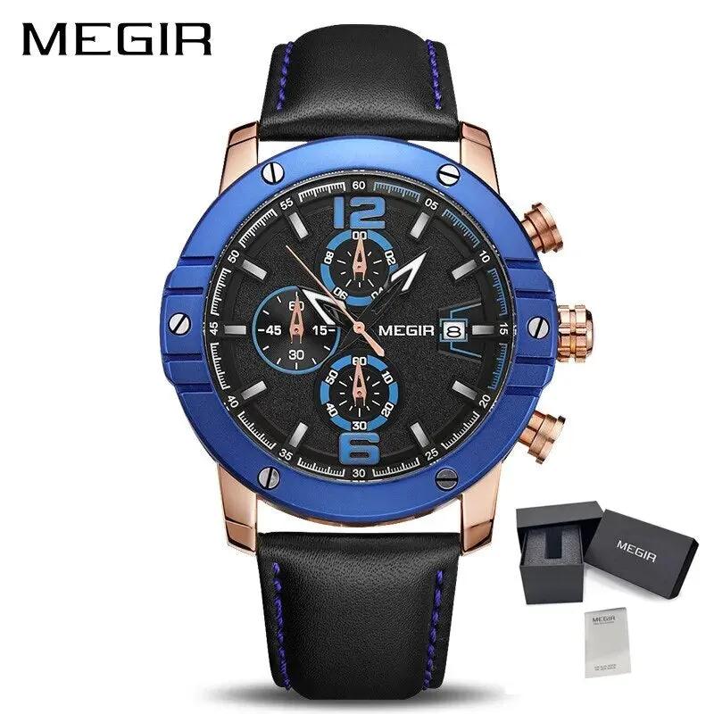 MEGIR Fashion Men's Quartz Watch Chronograph Leather Strap Business Casual Wristwatch Sports Watches Relogio Masculino 2046 by MEGIR WATCH GROUP