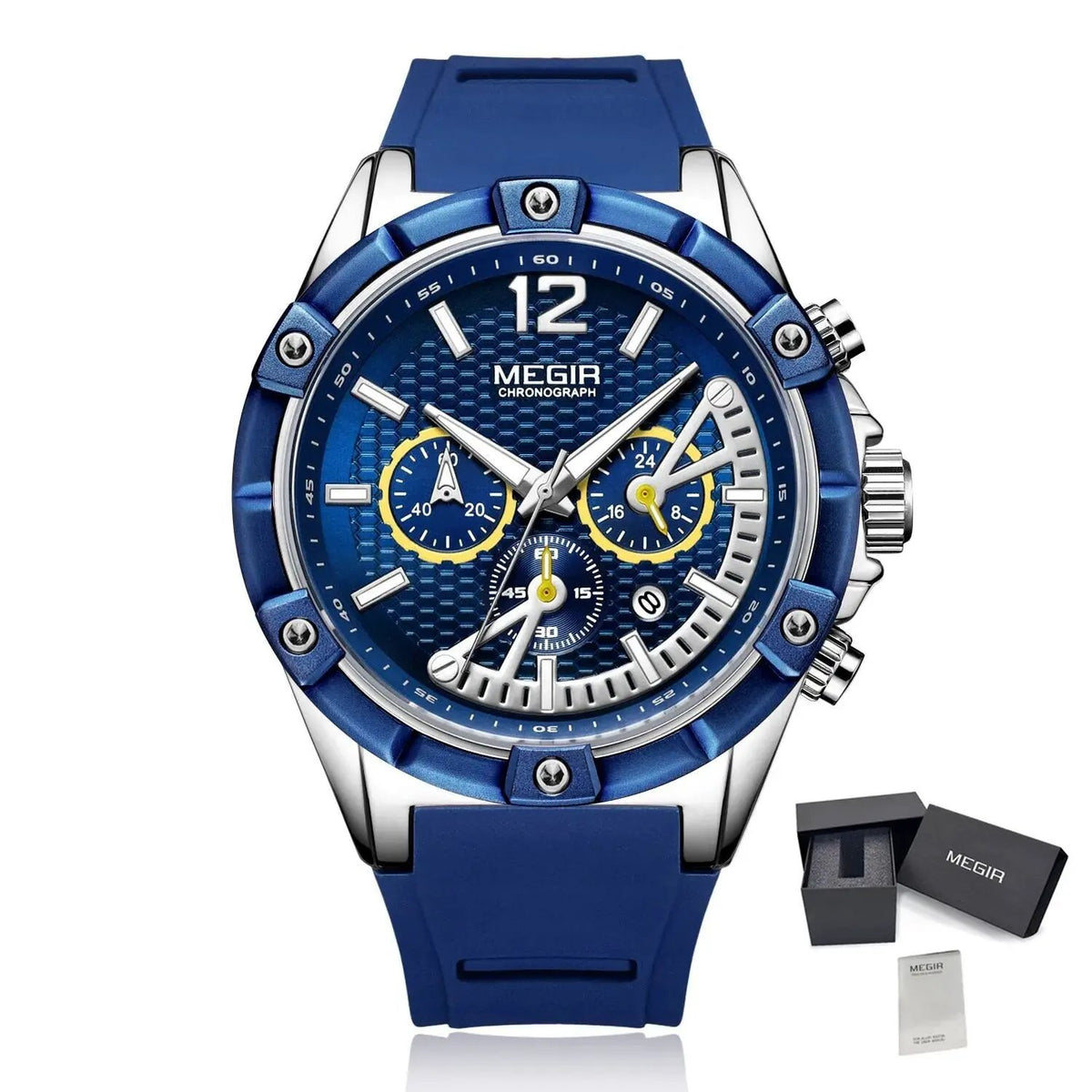 MEGIR Fashion Men Watches Silicone Strap Sport Military Watch Chronograph Waterproof Male Wristwatch Clock Montre Homme 2083 by MEGIR WATCH GROUP