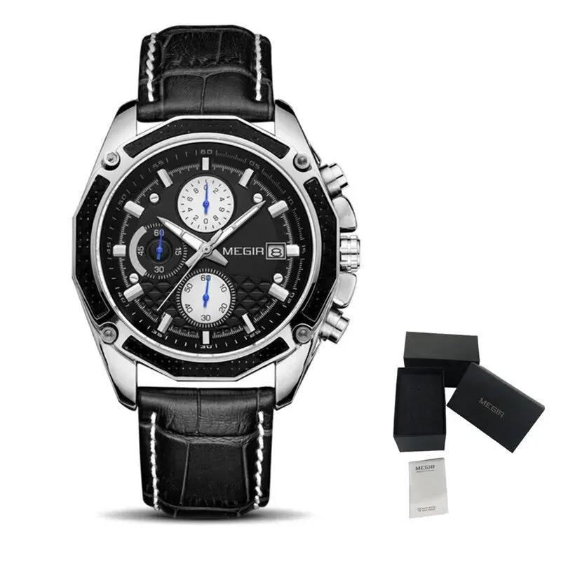 MEGIR Men's Watch Brand Luxury Casual Sport Watches Quartz Chronograph Leather Strap Waterproof Wristwatch Calendar Male Clock 2015 by MEGIR WATCH GROUP