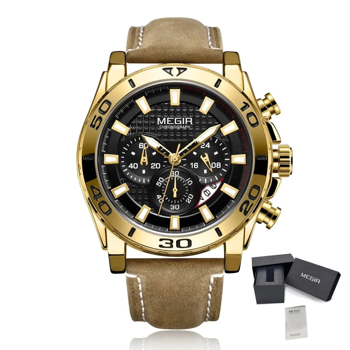 MEGIR Men Watches Brand Luxury Sports Quartz Chronograph Men's Army Military Wristwatch Leather Strap Male Clock Reloj Hombre 2094 by MEGIR WATCH GROUP