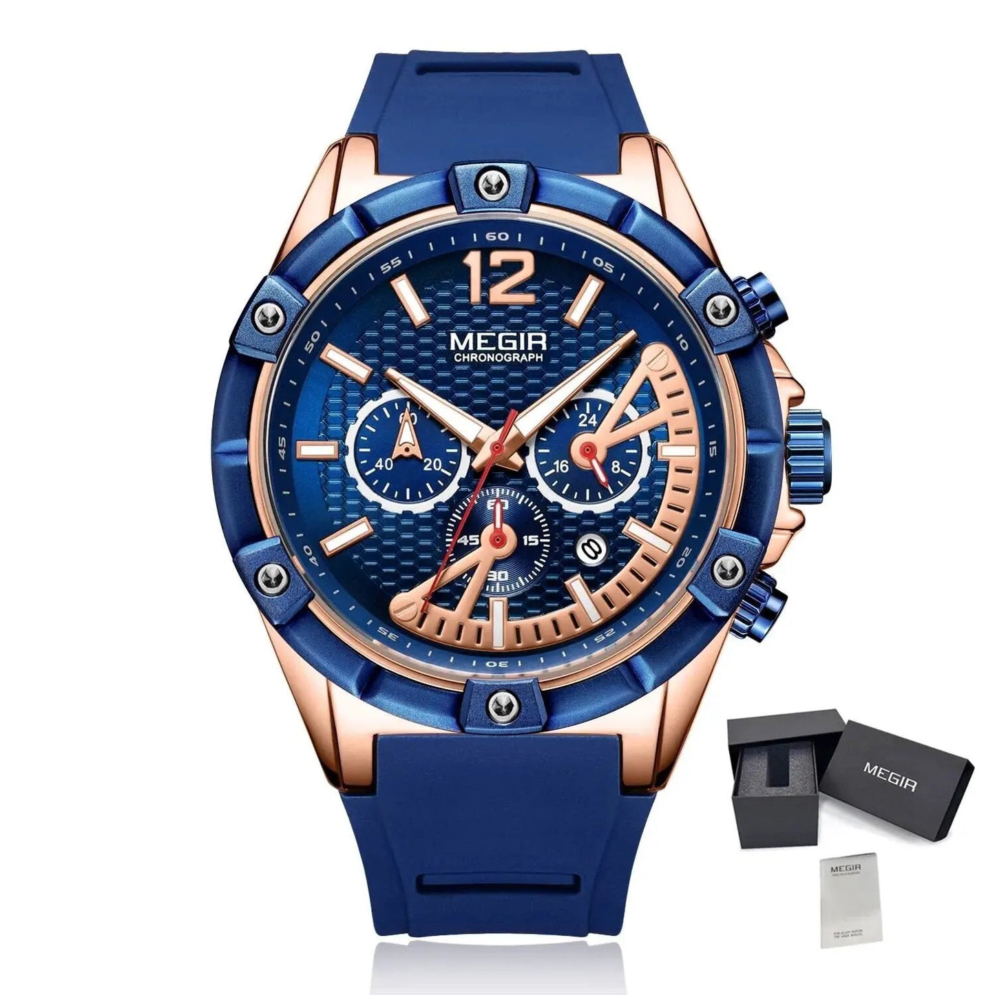 MEGIR Fashion Men Watches Silicone Strap Sport Military Watch Chronograph Waterproof Male Wristwatch Clock Montre Homme 2083 by MEGIR WATCH GROUP