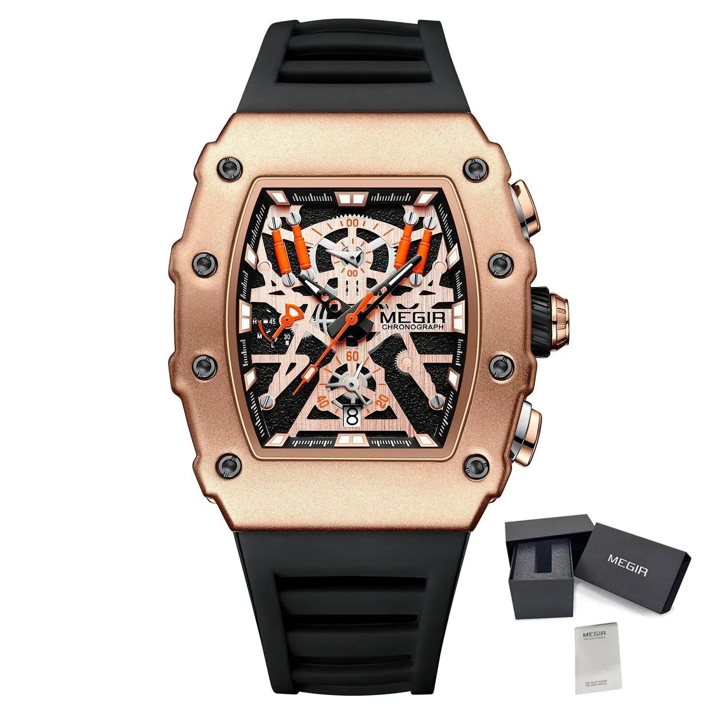 MEGIR Luxury Outdoor Sport Wristwatch for Men Silicone Waterproof Watches Quartz Military Watch Male Clock Chronograph 2218 by MEGIR WATCH GROUP