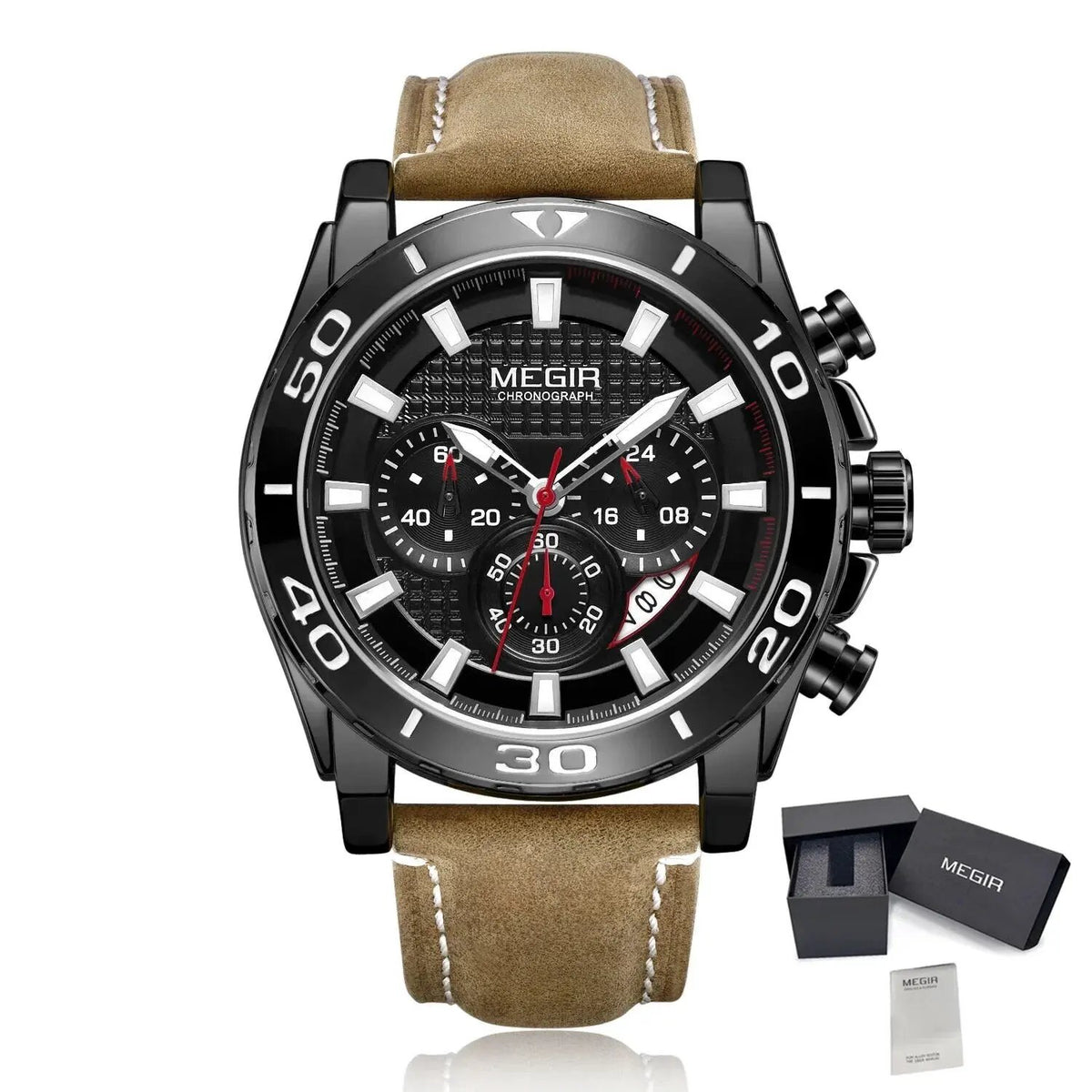 MEGIR Men Watches Brand Luxury Sports Quartz Chronograph Men's Army Military Wristwatch Leather Strap Male Clock Reloj Hombre 2094 by MEGIR WATCH GROUP