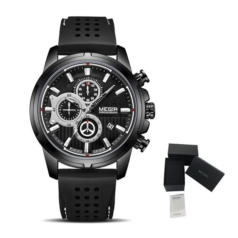 MEGIR Men Watch Silicone Strap Quartz Chronograph Wristwatch Fashion Men's Sport Watches Waterproof Calendar Reloj Hombre 2101 by MEGIR WATCH GROUP