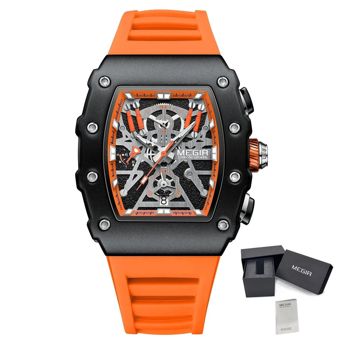 MEGIR Luxury Outdoor Sport Wristwatch for Men Silicone Waterproof Watches Quartz Military Watch Male Clock Chronograph 2218 by MEGIR WATCH GROUP