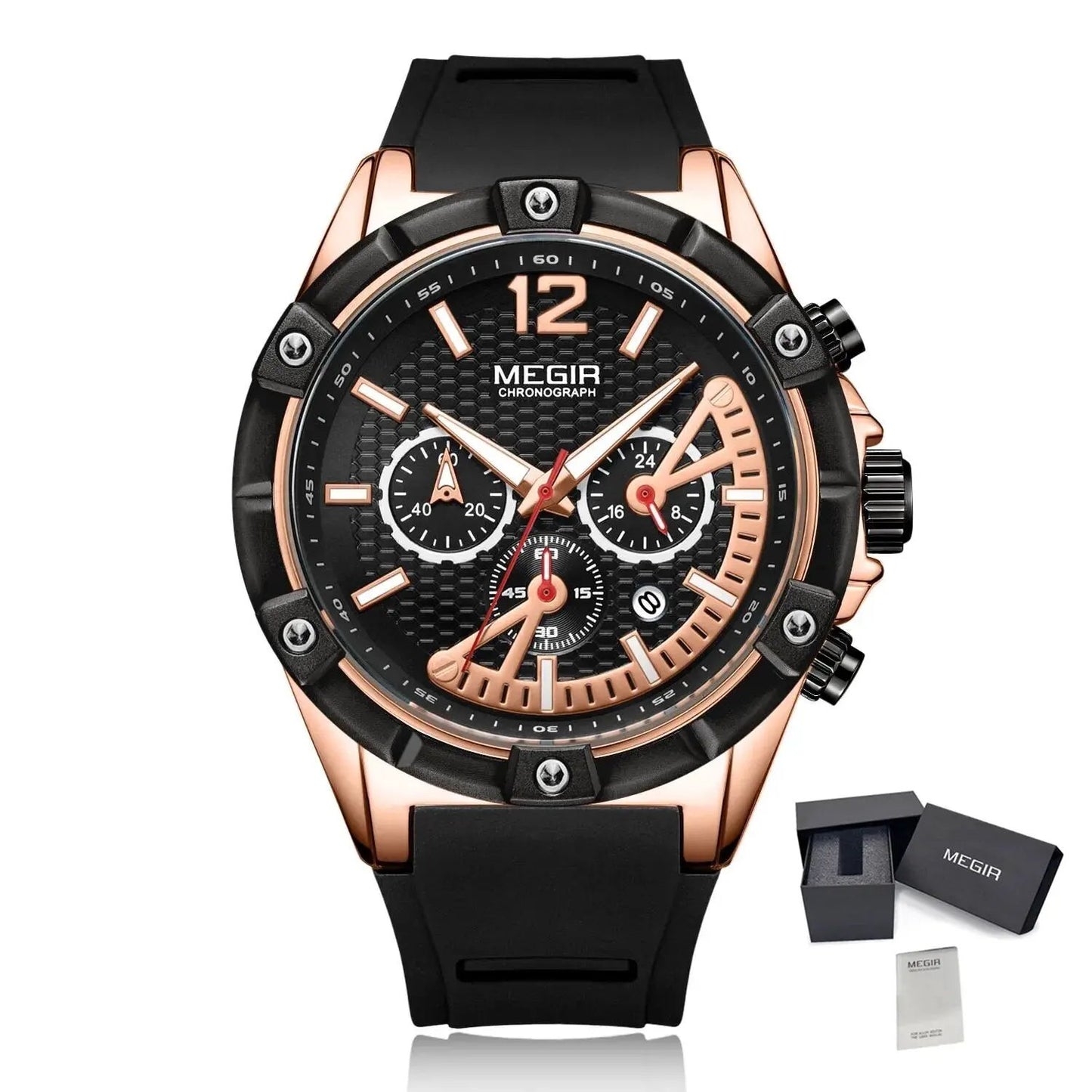 MEGIR Fashion Men Watches Silicone Strap Sport Military Watch Chronograph Waterproof Male Wristwatch Clock Montre Homme 2083 by MEGIR WATCH GROUP