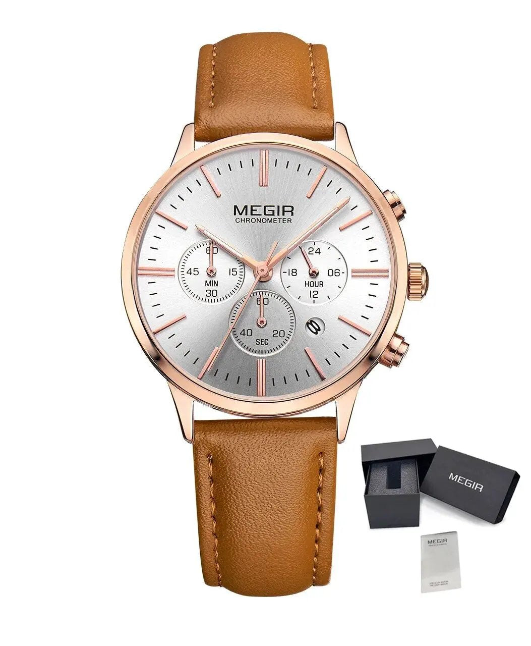 MEGIR Women Casual Watches Leather Strap Ladies Quartz Wristwatches Fashion Female Dress Clock Chronograph Relogio Feminino 2011 by MEGIR WATCH GROUP
