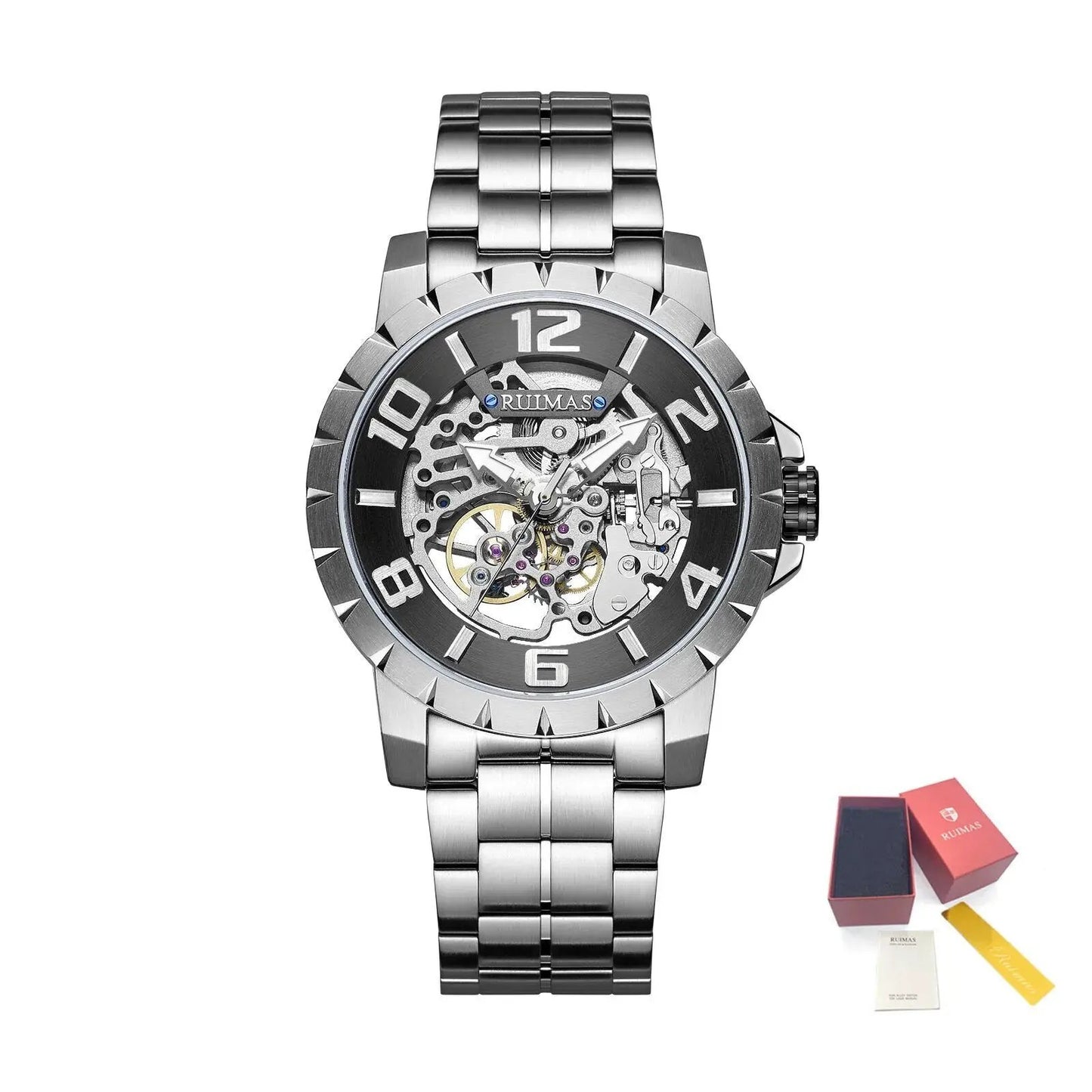 RUIMAS Men Mechanical Watch Luxury Automatic Stainless Steel Bracelet Wristwatches 5ATM Waterproof Clock Relogio Masculino 6784 by MEGIR WATCH GROUP