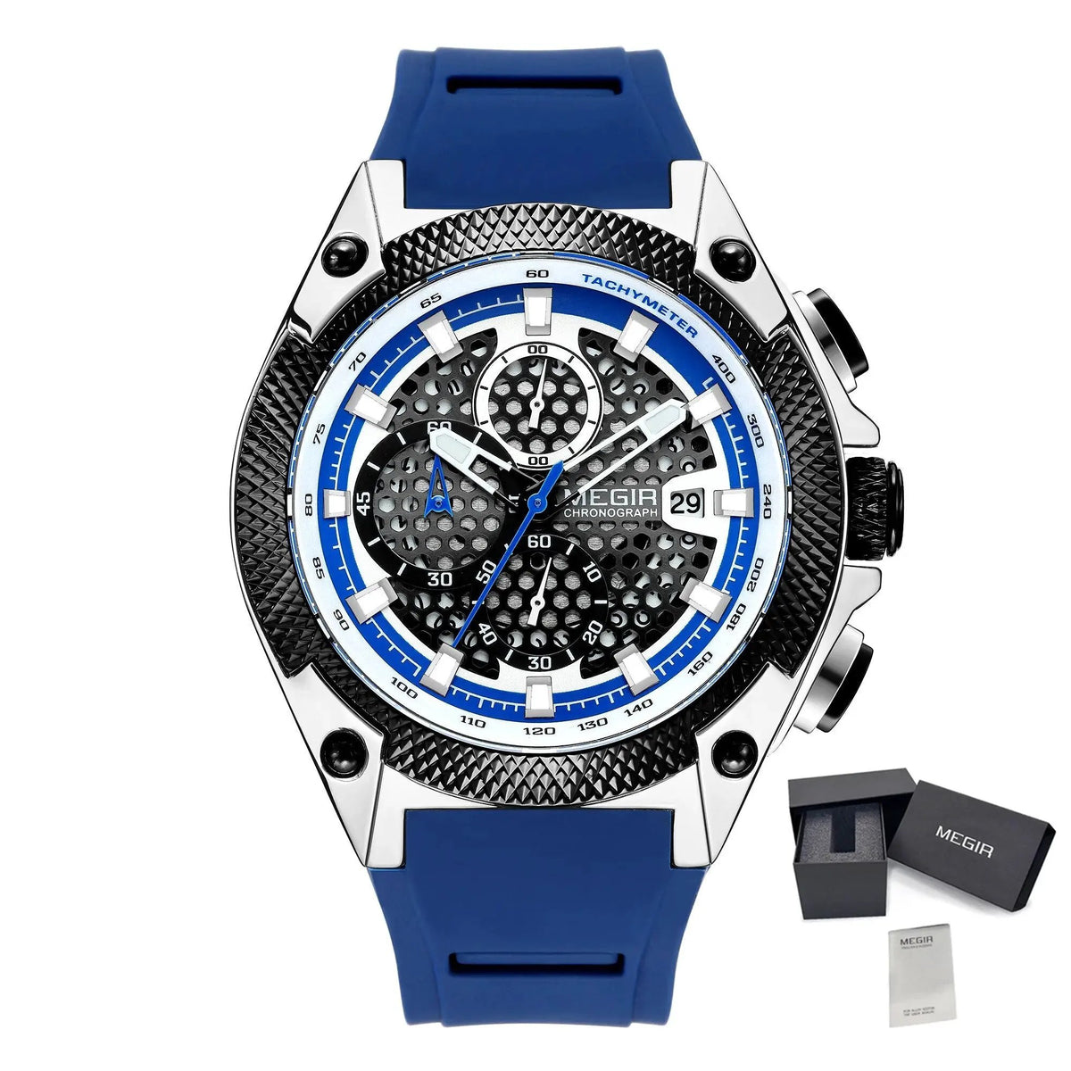 MEGIR Men's Sport Watches Luxury Silicone Strap Man Chronograph Clock Waterproof Luminous Quartz Wristwatch Montre Homme 2127 by MEGIR WATCH GROUP