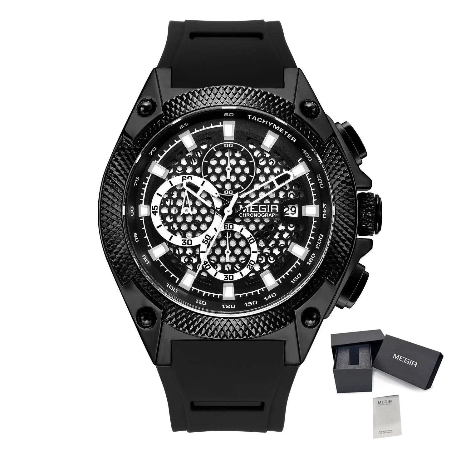 MEGIR Men's Sport Watches Luxury Silicone Strap Man Chronograph Clock Waterproof Luminous Quartz Wristwatch Montre Homme 2127 by MEGIR WATCH GROUP