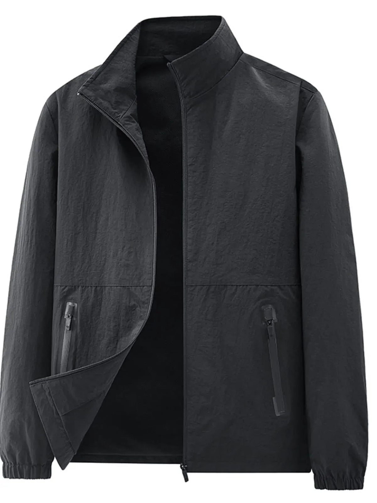Men's Plus Size Zip Up Long Sleeve Jacket by Trendsi