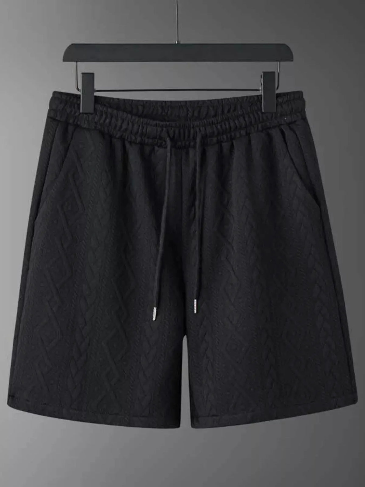 Men's Textured Knit Short Sleeve Polo & Shorts Set by Trendsi