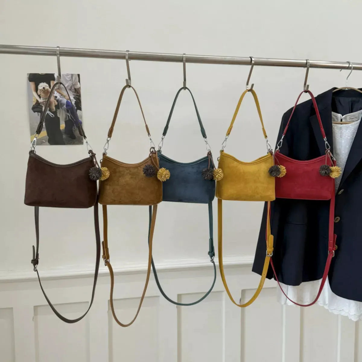 Suede Crossbody Bag with Adjustable Shoulder Strap by Partner Label