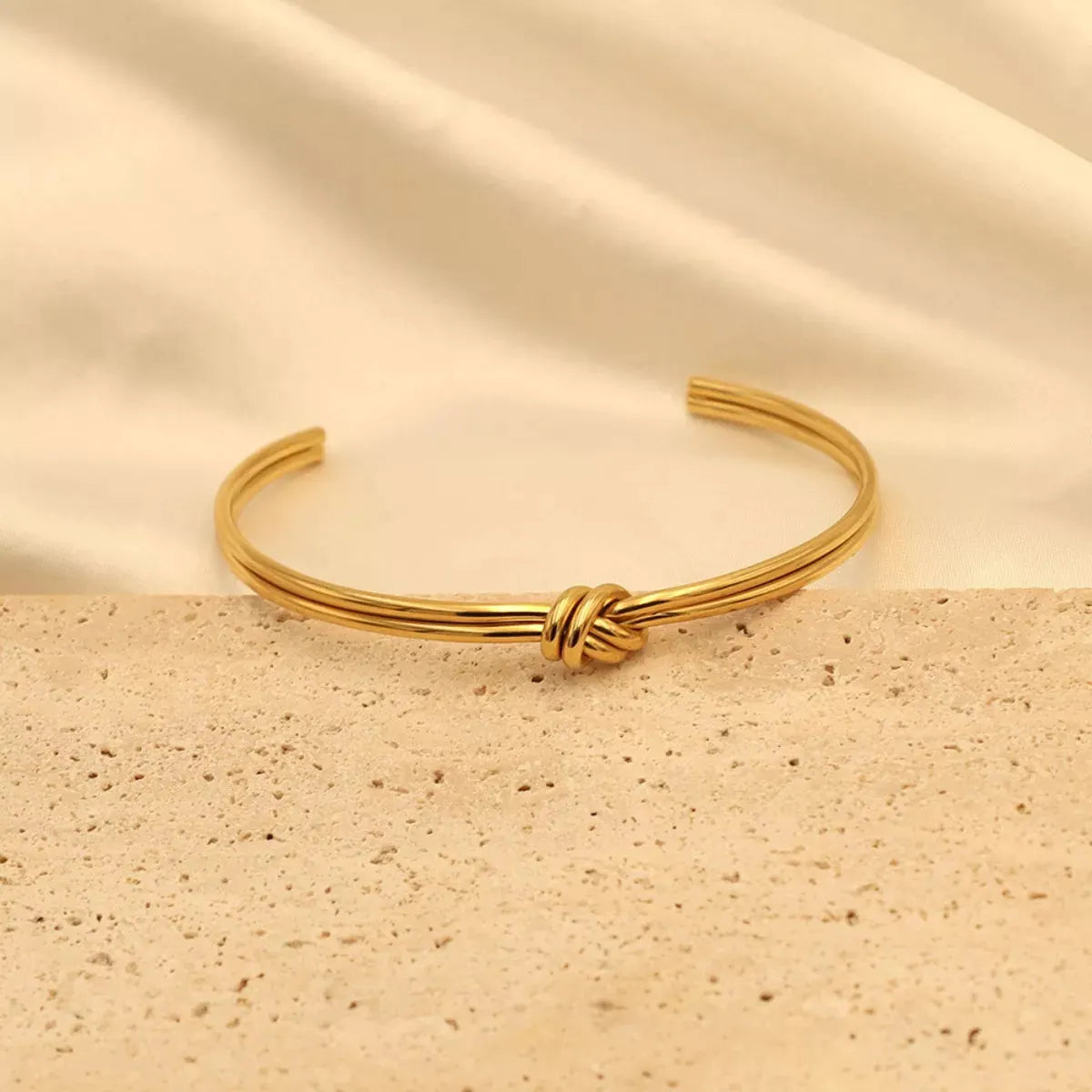 18K Gold-Plated Knot Open Bracelet by Partner Label