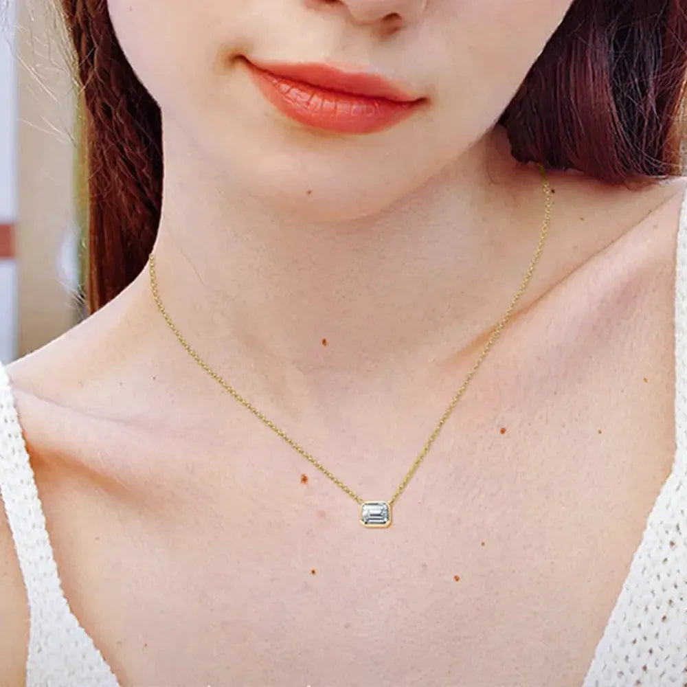 1 Carat Moissanite 925 Sterling Silver Pendant Necklace by Partner Labels