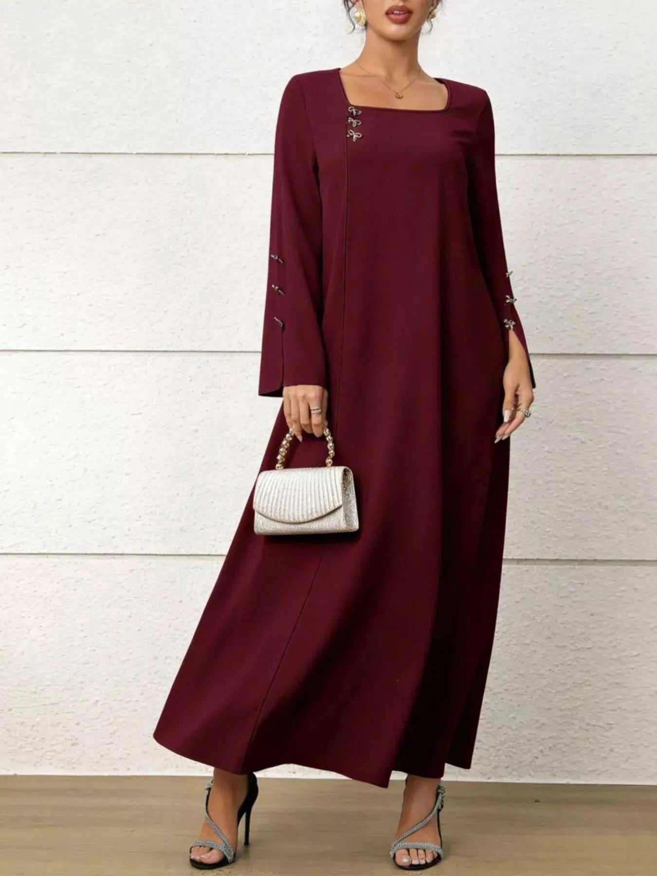 Square Neck Flare Sleeve Maxi Dress by Partner Label