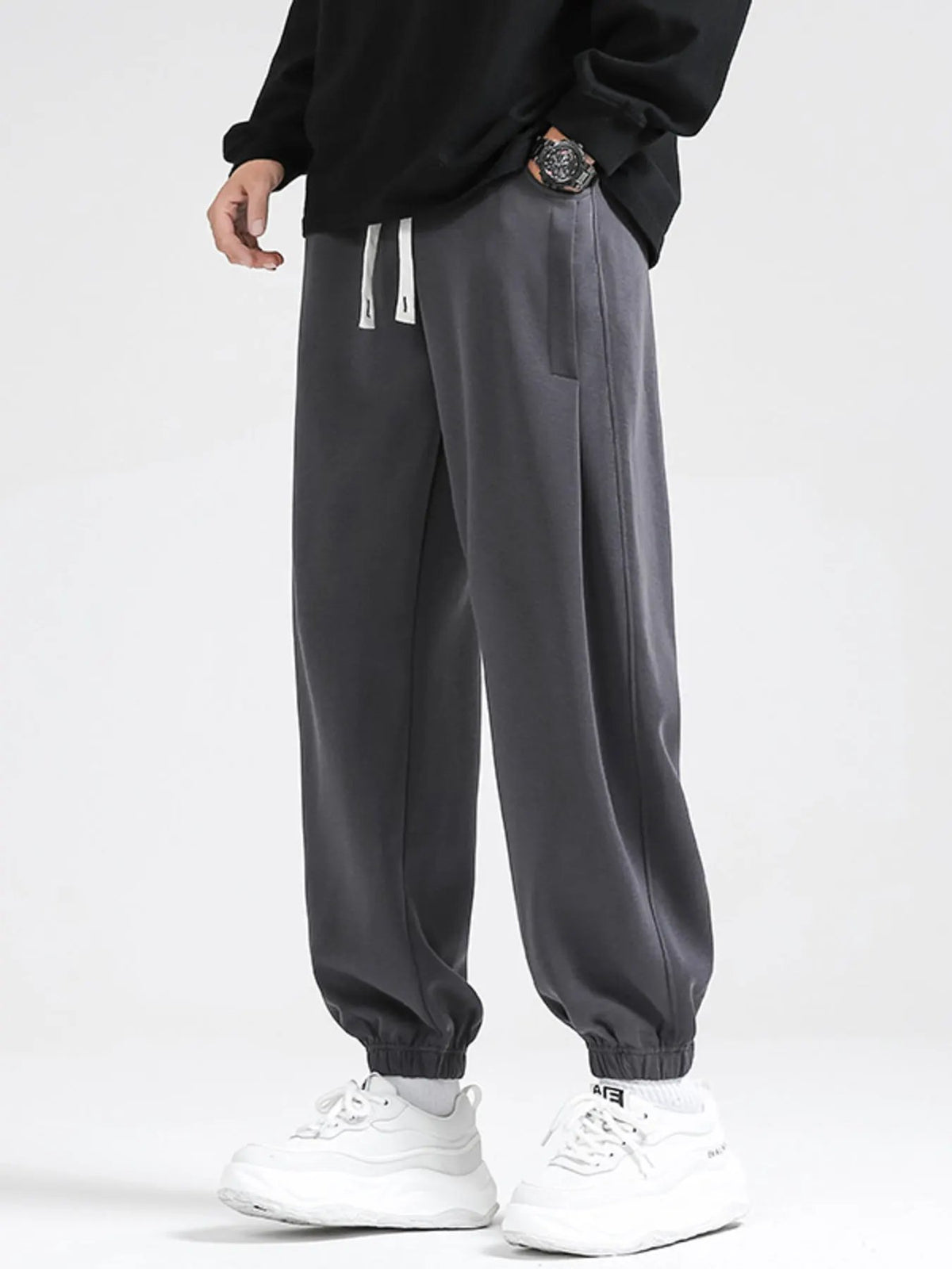 Men's Plus Size Drawstring Loose Fit Joggers by Partner Label