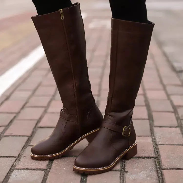 Round Toe Block Heels Boots by Partner Label
