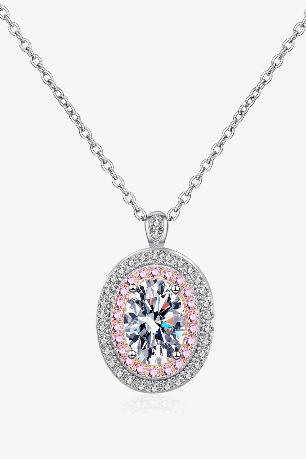 Adored 925 Sterling Silver Rhodium-Plated 1 Carat Moissanite Pendant Necklace by Partner Labels