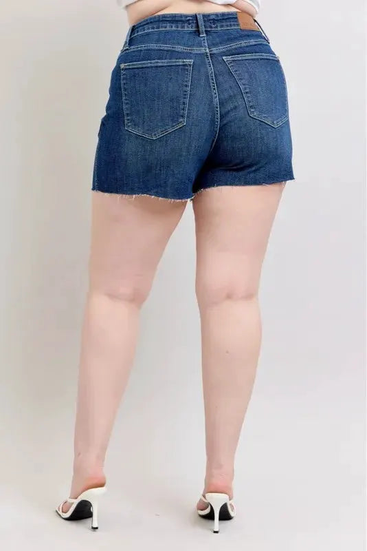 Judy Blue Full Size High Waist Criss-Cross Waistband Denim Shorts Plus Size by Judy Blue