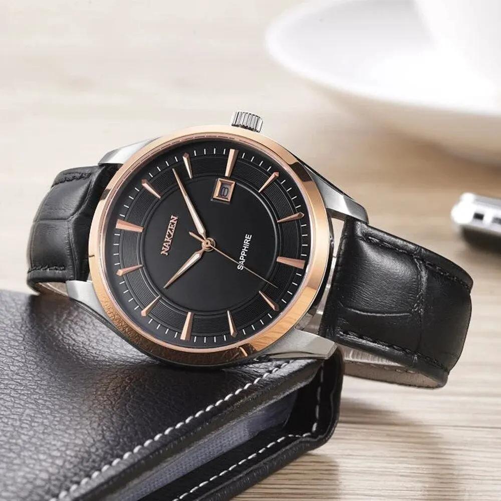 NAKZEN Mens wrist Watches Top Luxury Brand Quartz Watch Casual Leather Sports Wristwatch Homme Male Clock Relogio Masculino 1002 by MEGIR WATCH GROUP