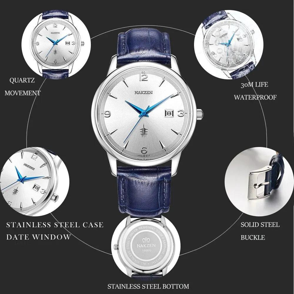 NAKZEN New Fashion Mens Watches Stainless Steel Top Brand Date Clock Waterproof Luxury Sports Quartz Watch Men Relogio Masculino 1006 by MEGIR WATCH GROUP