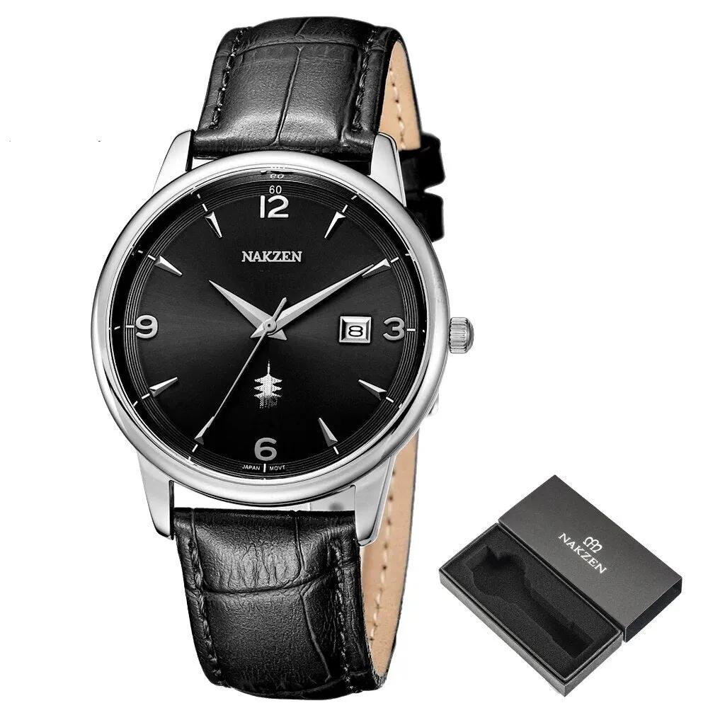 Men Watches Ontwerp Luxe Mannen Quartz Horloge Rvs Gmt Horloge Top Merk Echt leer Waterproof Dress Watch Horloges Reloj Homber 1006 by MEGIR WATCH GROUP