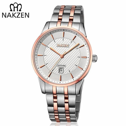 NAKZEN Top Luxury Brand Men's Watches Waterproof Quartz Stainless Steel Watch Rose Gold Watches Male Clock Relogio Masculino 4009 by MEGIR WATCH GROUP