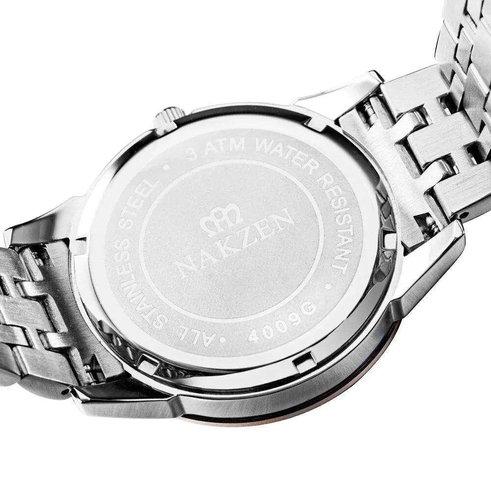 NAKZEN Top Luxury Brand Men's Watches Waterproof Quartz Stainless Steel Watch Rose Gold Watches Male Clock Relogio Masculino 4009 by MEGIR WATCH GROUP