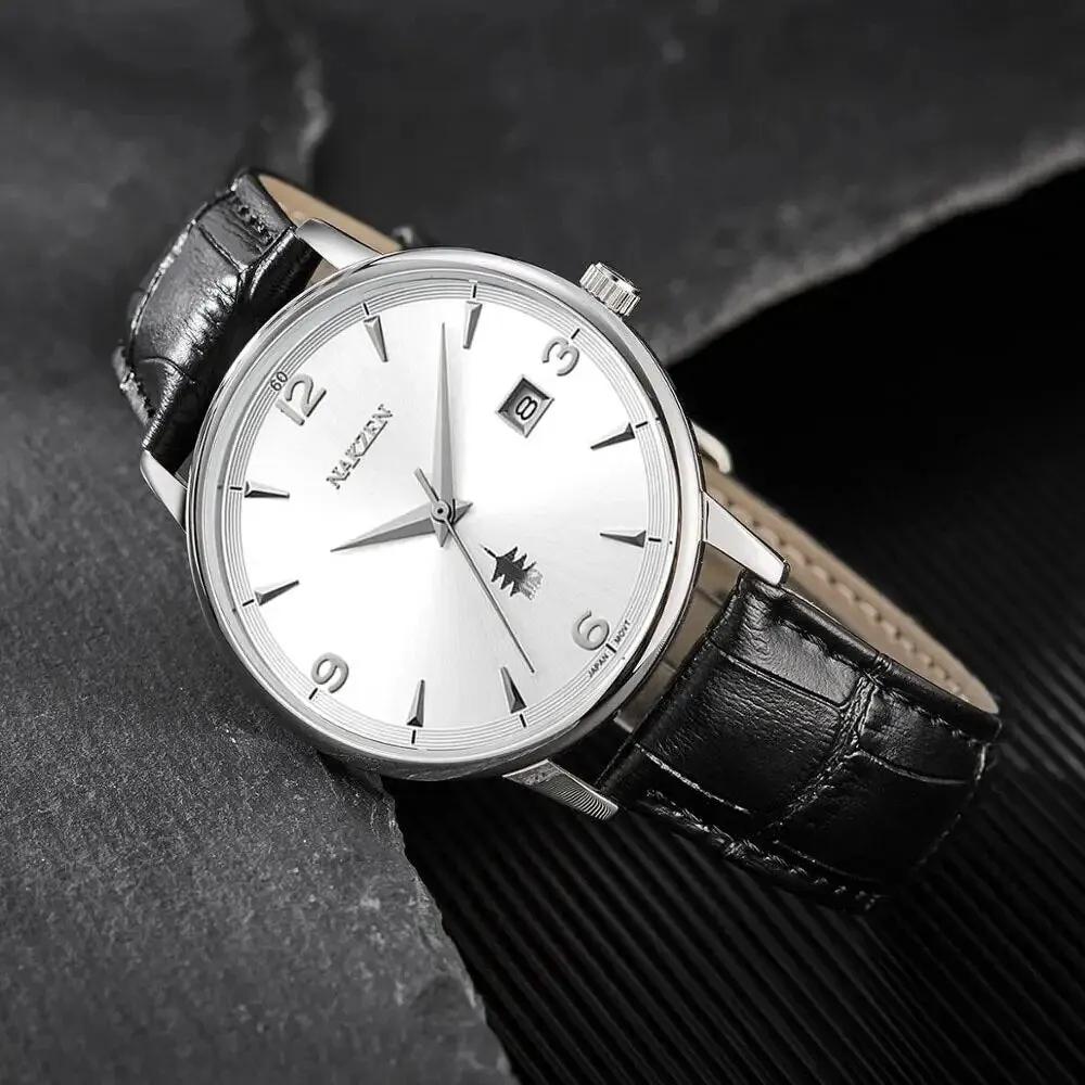 Men Watches Ontwerp Luxe Mannen Quartz Horloge Rvs Gmt Horloge Top Merk Echt leer Waterproof Dress Watch Horloges Reloj Homber 1006 by MEGIR WATCH GROUP