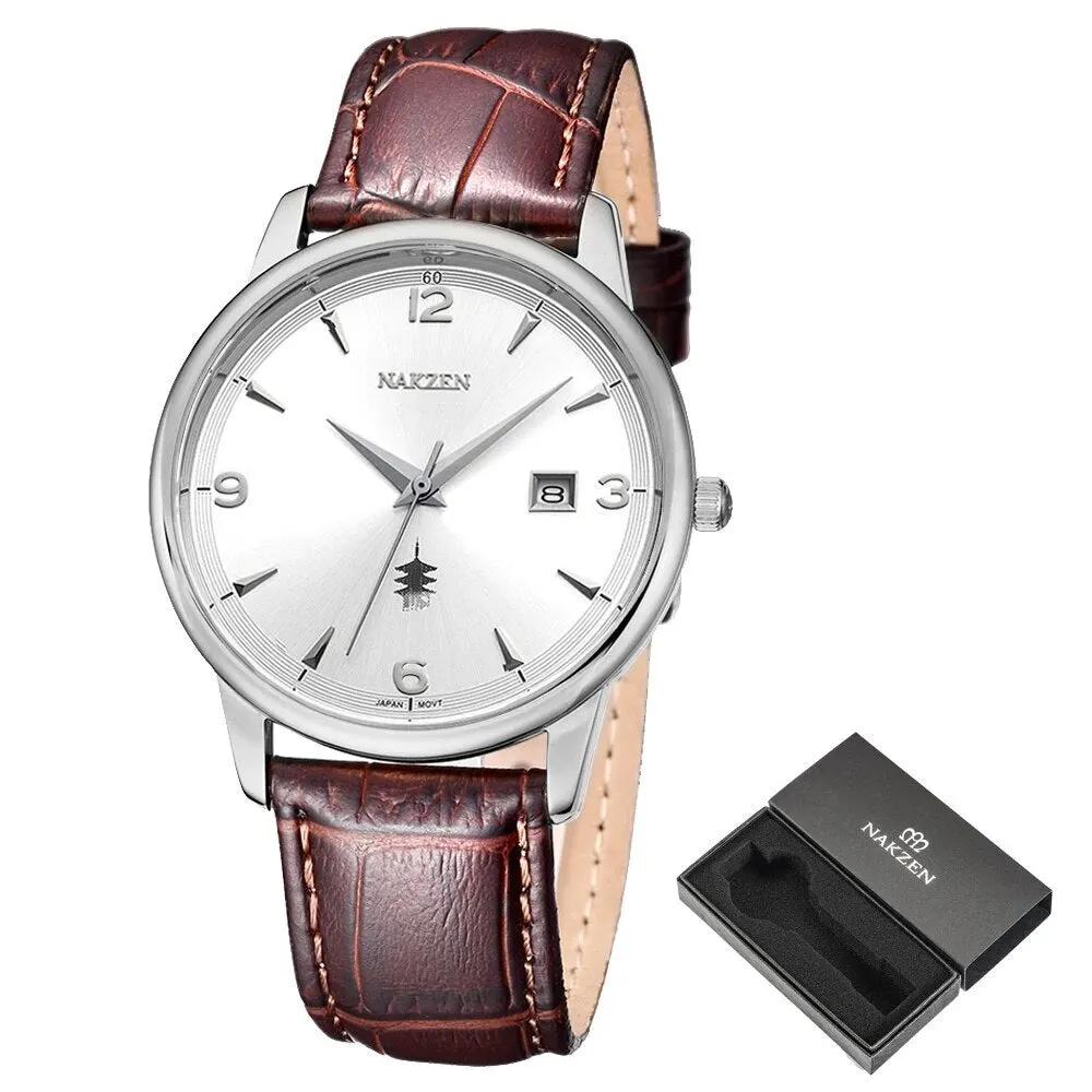 Men Watches Ontwerp Luxe Mannen Quartz Horloge Rvs Gmt Horloge Top Merk Echt leer Waterproof Dress Watch Horloges Reloj Homber 1006 by MEGIR WATCH GROUP