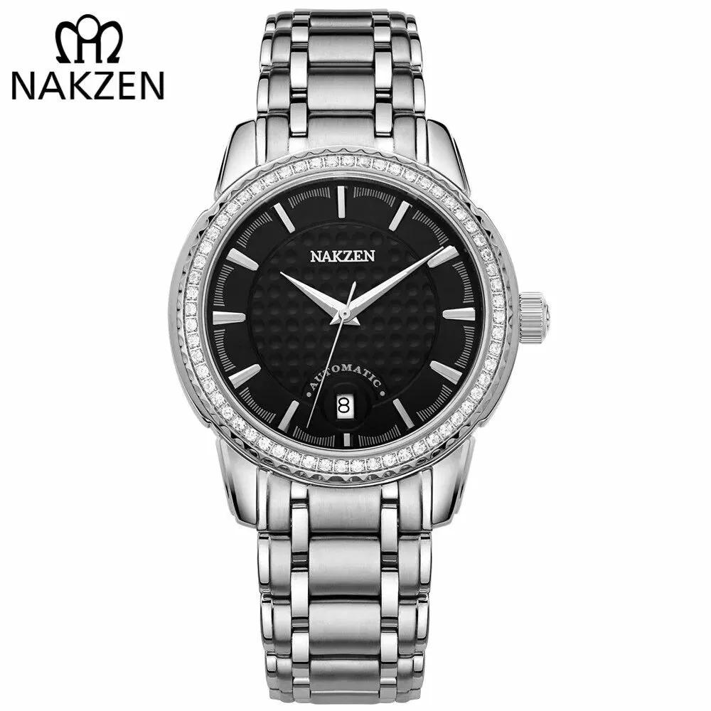 NAKZEN Men Business Mechanical Watch Men's Automatic Miyota 8215 Movt Diamond Watches Sapphire Wrist Watch Waterproof Clock 6020 by MEGIR WATCH GROUP