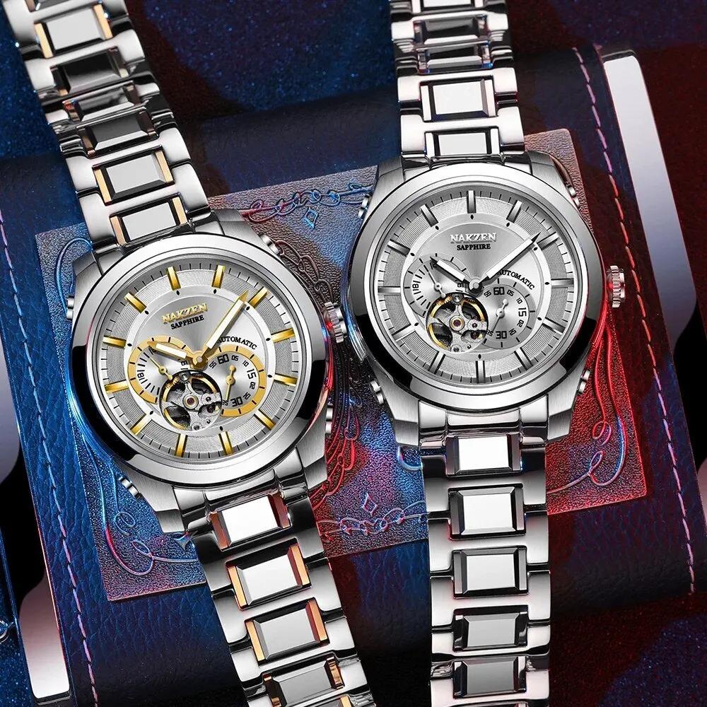 NAKZEN Men Automatic Watch Miyota 82S7 Sapphire Luxury Mechanical Wristwatch Stainless Steel Waterproof Watch Clock relogio 6023 by MEGIR WATCH GROUP