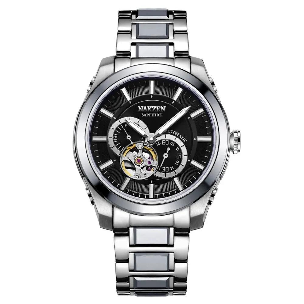 NAKZEN Men Automatic Watch Miyota 82S7 Sapphire Luxury Mechanical Wristwatch Stainless Steel Waterproof Watch Clock relogio 6023 by MEGIR WATCH GROUP