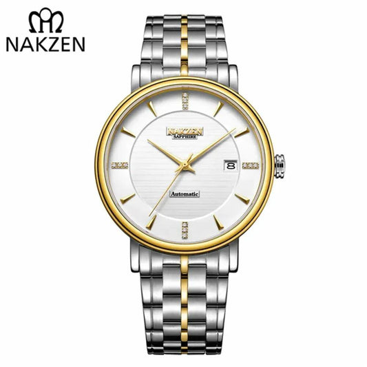 NAKZEN 6047 Men Business Wristwatch Brand Luxury Diamond Automatic Mechanical Watches Relogio Masculino Japanese movement Miyota 9015 by MEGIR WATCH GROUP
