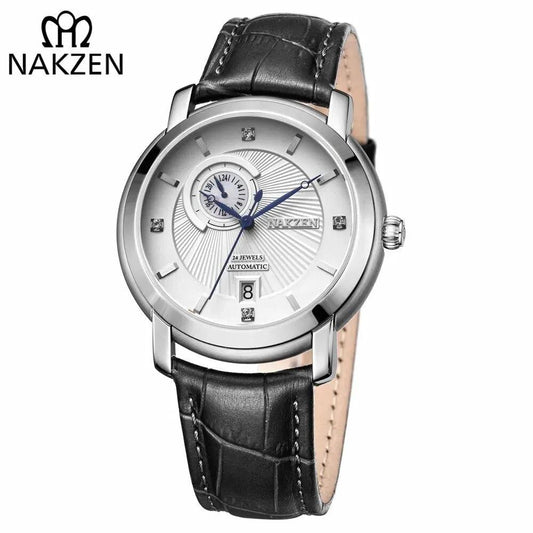 NAKZEN Men Automatic Japan NH37 Movement Mechanical Watch Men Sapphire Military Leather Sports Watches Male Clock Reloj Hombre 6026 by MEGIR WATCH GROUP