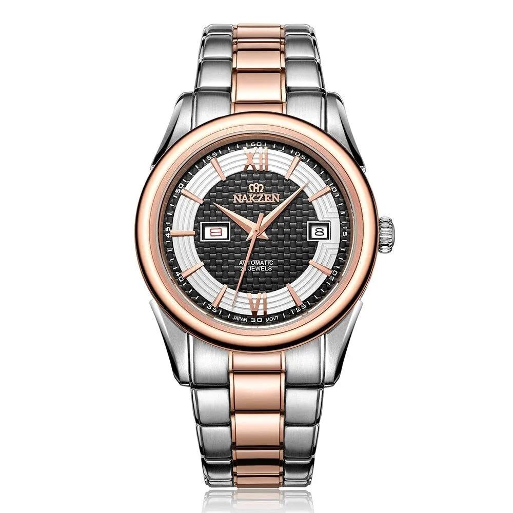NAKZEN Men Automatic Mechanical Miyota 8205 Movement Watch Sapphire Calendar Wristwatch Man 10Bar waterproof Relogio masculino 6004 by MEGIR WATCH GROUP