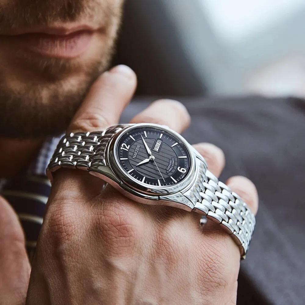 NAKZEN Mens Automatic Mechanical Watch Miyota 8205 Movemen Men Business Waterproof Stainless Steel Watch Clock Relogio Masculino 6009 by MEGIR WATCH GROUP