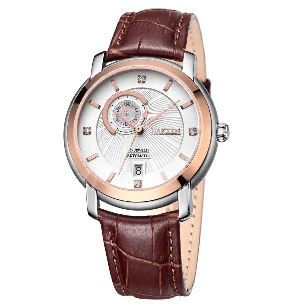 NAKZEN Men Automatic Japan NH37 Movement Mechanical Watch Men Sapphire Military Leather Sports Watches Male Clock Reloj Hombre 6026 by MEGIR WATCH GROUP