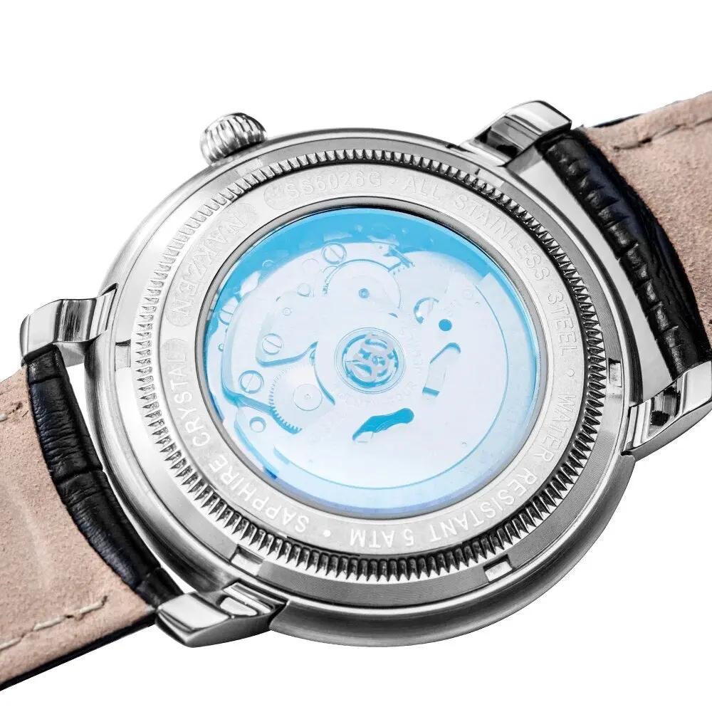 NAKZEN Men Automatic Japan NH37 Movement Mechanical Watch Men Sapphire Military Leather Sports Watches Male Clock Reloj Hombre 6026 by MEGIR WATCH GROUP
