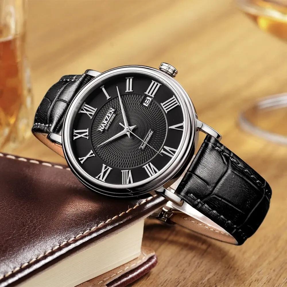 NAKZEN 7002 Men Classic Automatic Mechanical Watches Brand Luxury Man Stainless Steel Wristwatch Clock Relogio Masculino Miyota 9015 by MEGIR WATCH GROUP