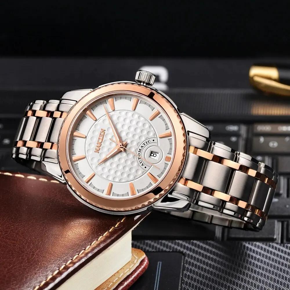 NAKZEN Men Business Mechanical Watch Men's Automatic Miyota 8215 Movt Diamond Watches Sapphire Wrist Watch Waterproof Clock 6020 by MEGIR WATCH GROUP