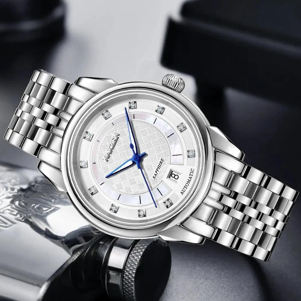 NAKZEN Men Japan Automatic NH35 Movement Mechanical Watch Mens Luminous Waterproof Diamond Classic Wrist Watches Reloj Hombre 6033 by MEGIR WATCH GROUP