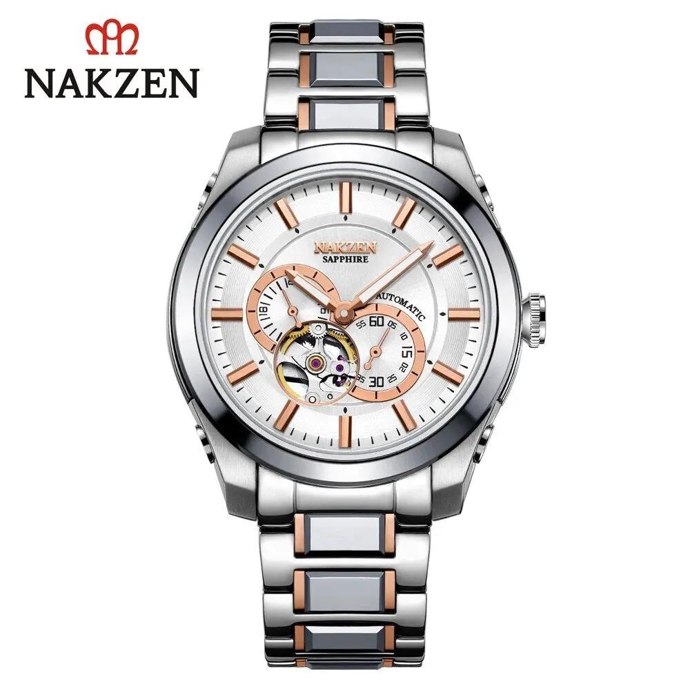 NAKZEN Men Automatic Watch Miyota 82S7 Sapphire Luxury Mechanical Wristwatch Stainless Steel Waterproof Watch Clock relogio 6023 by MEGIR WATCH GROUP