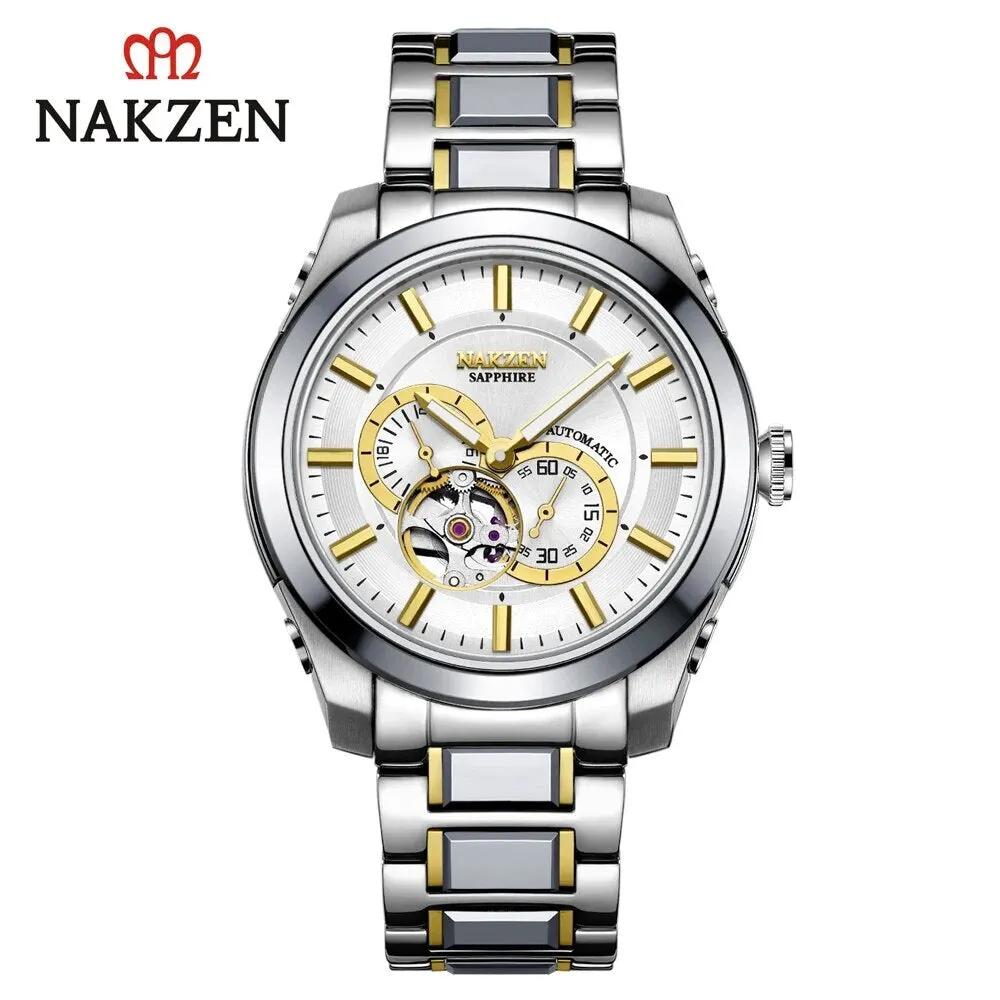 NAKZEN Men Automatic Watch Miyota 82S7 Sapphire Luxury Mechanical Wristwatch Stainless Steel Waterproof Watch Clock relogio 6023 by MEGIR WATCH GROUP
