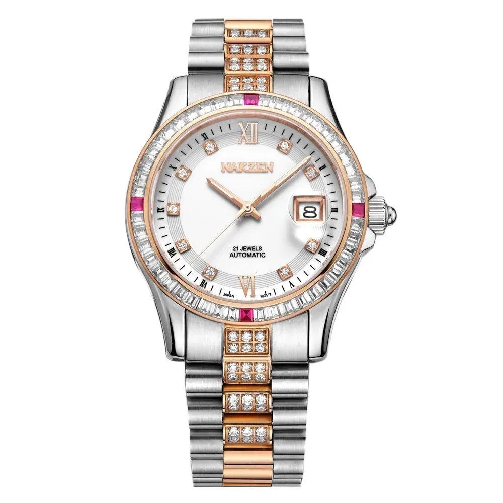 NAKZEN Men Japan NH35 Movement Automatic Mechanical Watch Elegant Diamond Stainless Steel Bracelet Watches Relogio Masculino 6013 by MEGIR WATCH GROUP