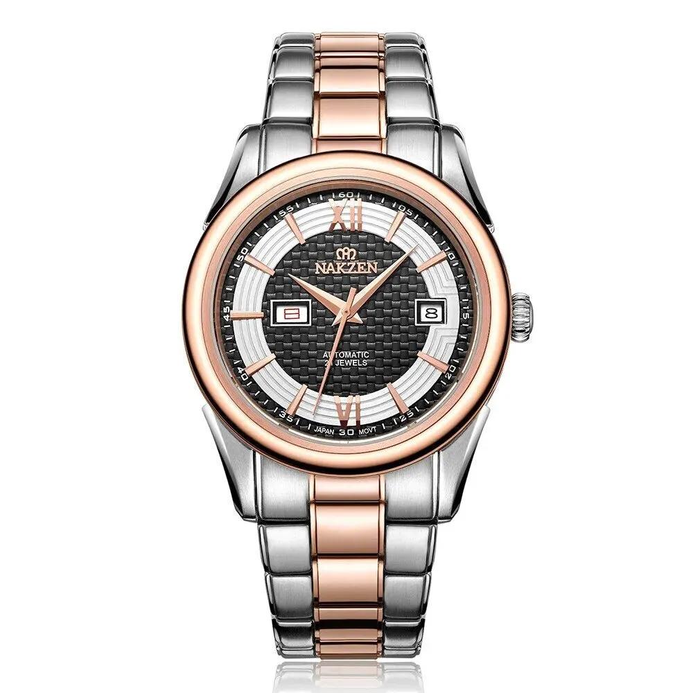 NAKZEN Men Automatic Mechanical Miyota 8205 Movement Watch Sapphire Calendar Wristwatch Man 10Bar waterproof Relogio masculino 6004 by MEGIR WATCH GROUP