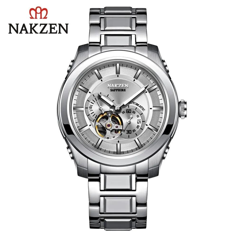 NAKZEN Men Automatic Watch Miyota 82S7 Sapphire Luxury Mechanical Wristwatch Stainless Steel Waterproof Watch Clock relogio 6023 by MEGIR WATCH GROUP